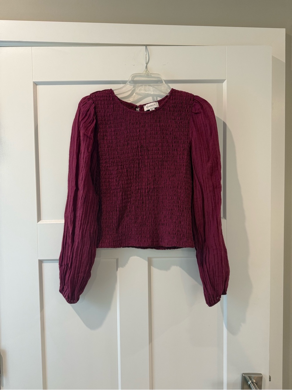Evereve Plum Smocked Peasant Blouse